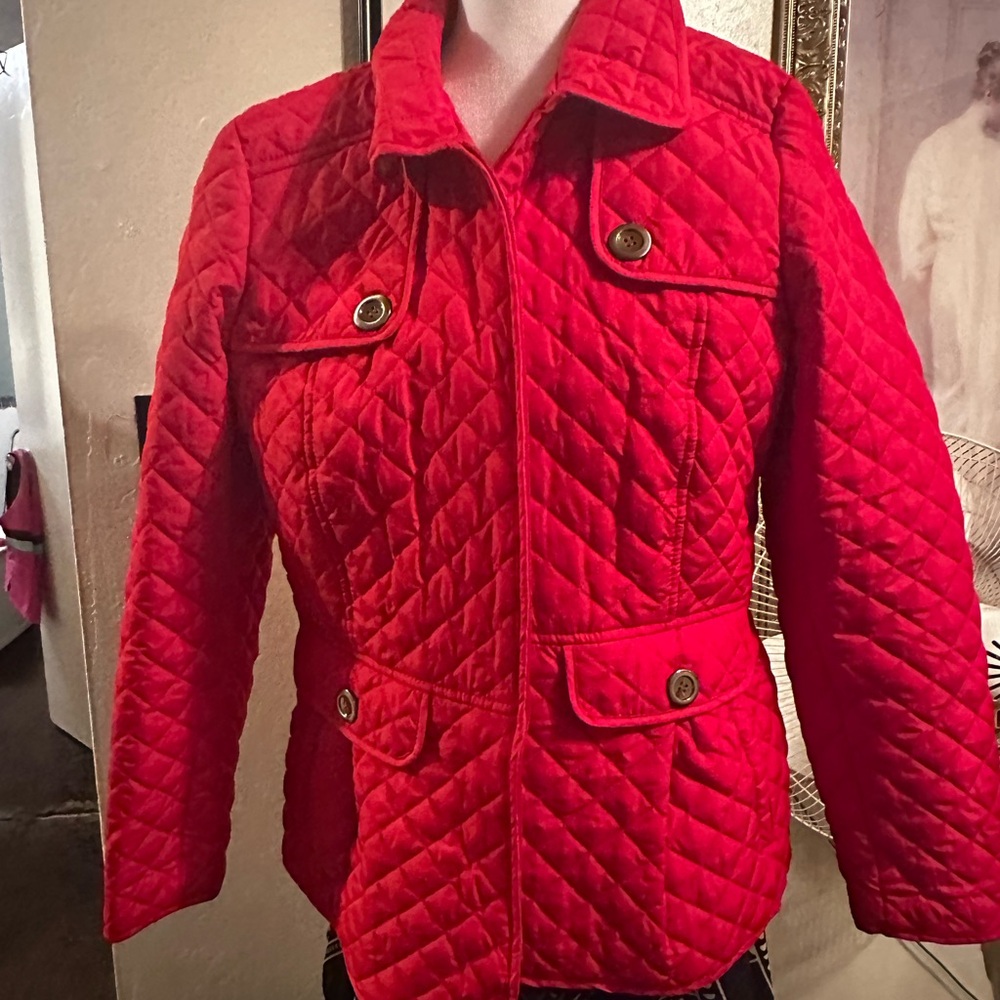 Weatherproof Quilted Red Button-Front Puffer Jack… - image 1